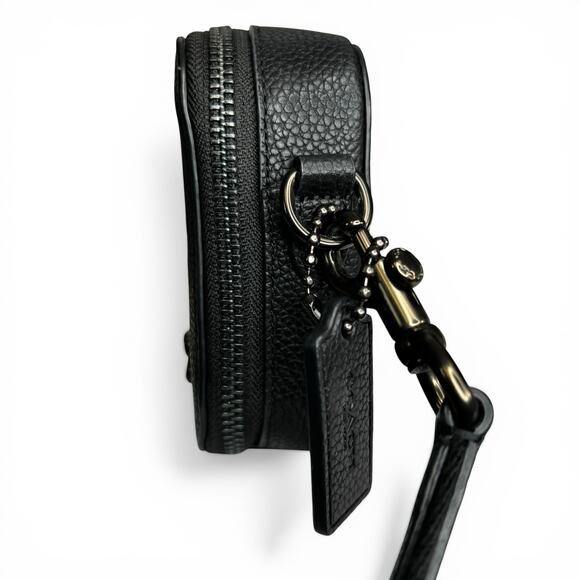 Coach Charter Slim Crossbody Bag Black Pebble Leather CC070 + Round Pouch - Picture 7 of 10